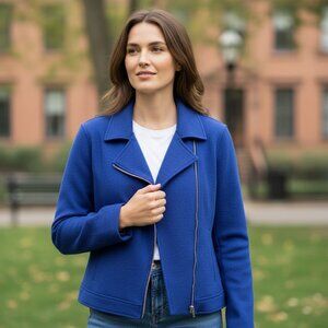 TAHARI Boiled Wool Moto Jacket